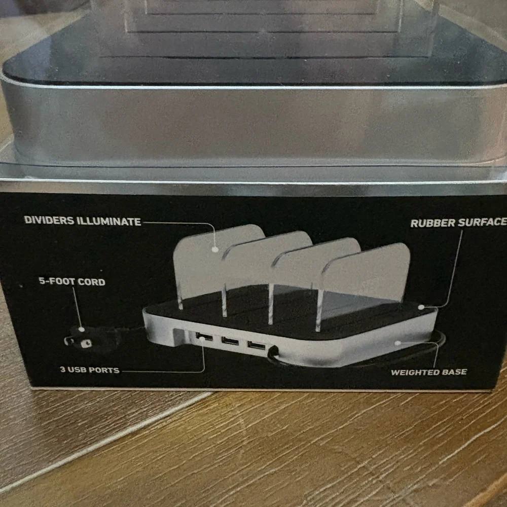 Sharper Image Silver and Black Universal Charging Dock